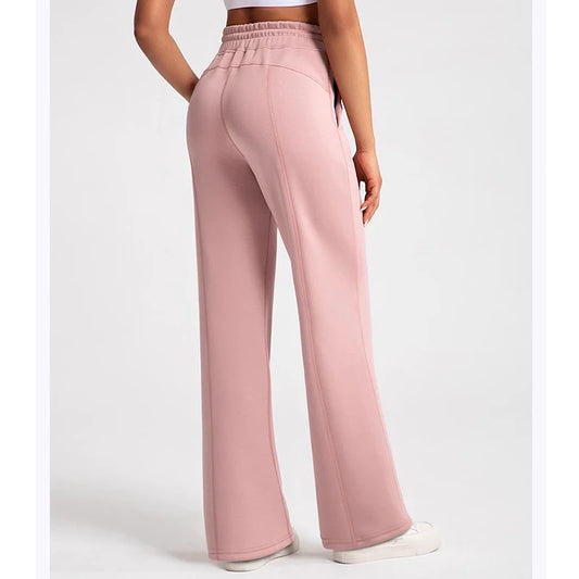 Sand Washed Modal Yoga Pants Women Air Layer High Waisted Leggings Loose Straight Leg Running Sports Leisure Pants