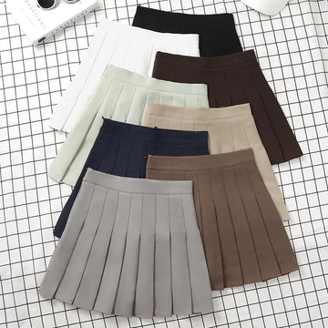 Brown Skirt Ladies 2023 Summer Clothes Women's High Waist Harajuku Korean Style Black Mini Pleated Skirt For School Girl Uniform